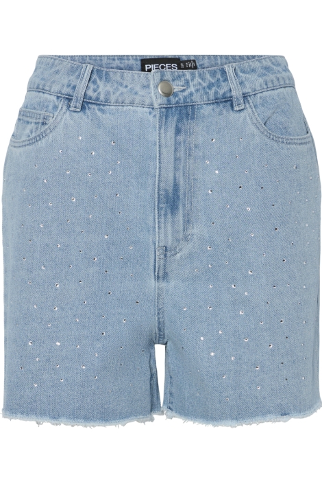 Pieces pctamra hw rhinestone denim shorts